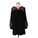 Jodifl Casual Dress - Shift V Neck Long sleeves: Black Floral Dresses - Women's Size Small