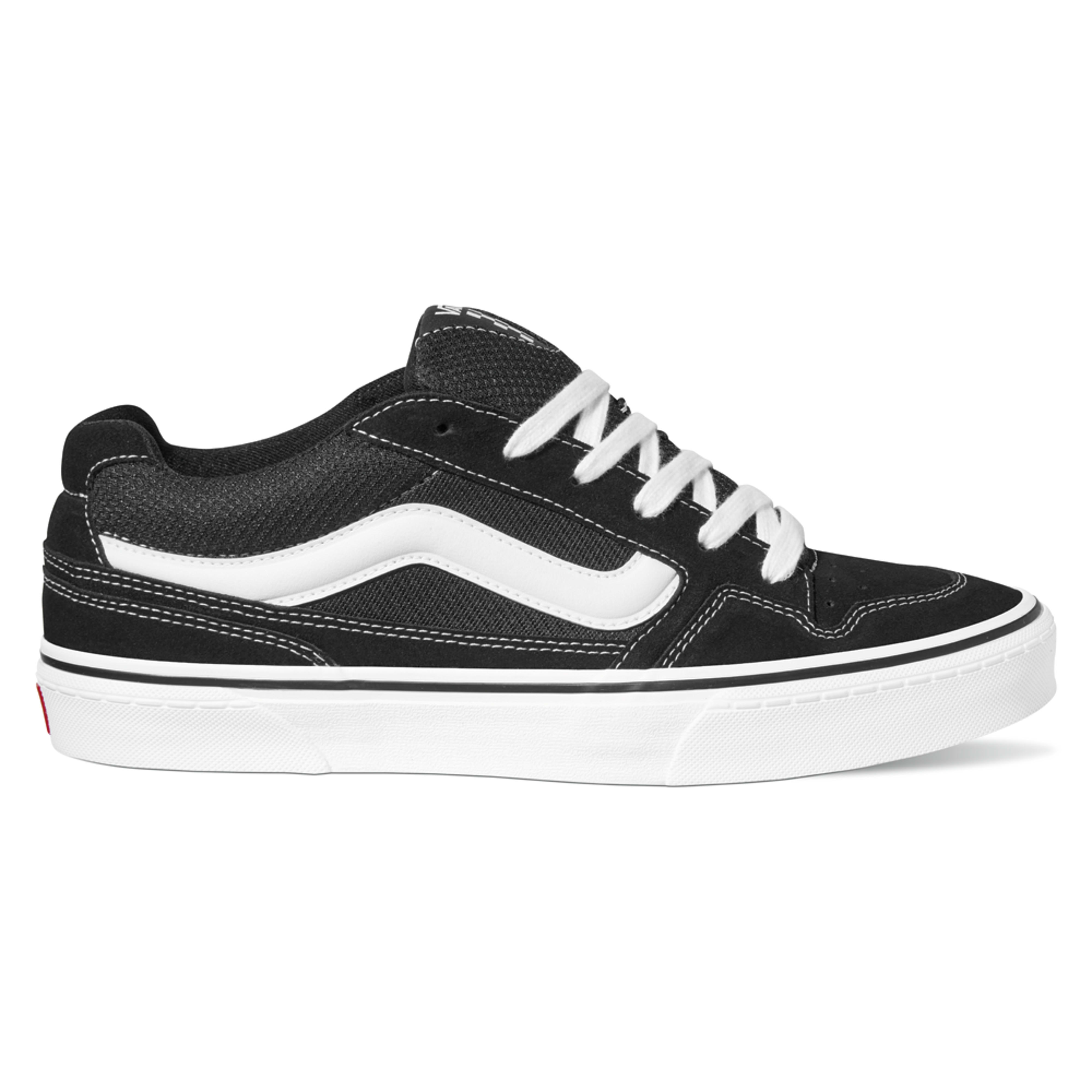 Sneaker VANS "CALDRONE", Herren, Gr. 42,5, schwarz, Leder, unifarben, Schuhe Sneaker, mit kontrastfarbenem Logobadge an der Ferse