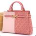 Michael Kors Bags | Michael Kors Reed Large Colorblock Primrose Pink Mk Signature Satchel Bag | Color: Gold/Pink | Size: Various