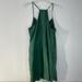 Madewell Dresses | Madewell Apron Satin Silk Slip Dress Square Neck Spaghetti Straps Green | Color: Green | Size: 14