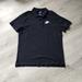 Nike Shirts | Classic Black Nike Polo Xl Short Sleeve White Swoosh Cotton Stretch Retro Sports | Color: Black | Size: Xl