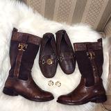 Tory Burch Shoes | Bundle Tory Burch Corey Boots & Harrison Driving Mic Loafers | Color: Brown/Gold | Size: 6