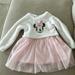 Disney Dresses | Girls 18 Month Disney Minnie Mouse Winter Dress Sparkle Tutu Lace Soft Fleece | Color: Pink/White | Size: 18mb