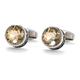 Men's Cufflinks Brown Crystal Round Dress Shirt Cufflinks Buttons Wedding Gift (D Light Gray)