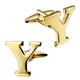 Classic gold letter cufflinks men's shirt cufflinks formal wear (metallic color: 90359W) ()
