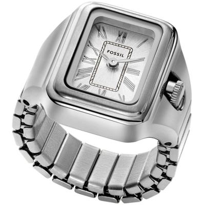 Uhrenring FOSSIL "RAQUEL WATCH RING", silber (silberfarben), Armbanduhren, Damen, Armbanduhr, Damenuhr, Edelstahlarmband, analog Image