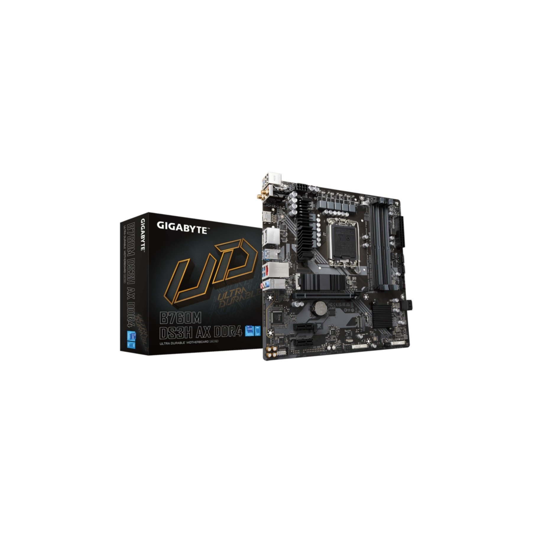 GIGABYTE Mainboard "B760M DS3H AX DDR4", schwarz, B:24,4cm H:3,5cm T:24,4cm, Mainboards
