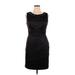 Connected Apparel Cocktail Dress - Sheath Crew Neck Sleeveless: Black Solid Dresses - Women's Size 14