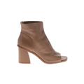 Vince Camuto Ankle Boots: Slouch Chunky Heel Casual Brown Solid Shoes - Women's Size 8 1/2 - Peep Toe