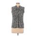 Tommy Hilfiger Sleeveless Blouse: Gray Paisley Tops - Women's Size Medium - Print Wash