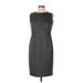 Kasper Cocktail Dress - Sheath Crew Neck Sleeveless: Gray Dresses - Women's Size 12 Petite