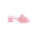 Nicole Miller New York Heels: Slip-on Chunky Heel Casual Pink Print Shoes - Women's Size 9 - Open Toe