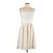 Vince Camuto Cocktail Dress: Ivory Brocade Dresses - Women's Size 8