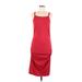 Michael Stars Casual Dress - Sheath Square Sleeveless: Red Print Dresses - Women's Size Medium