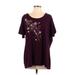 Merona Short Sleeve T-Shirt: Burgundy Floral Tops - Women's Size 2