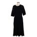 Raoul Casual Dress - A-Line Crew Neck Short sleeves: Black Solid Dresses - Women's Size Large