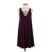 Socialite Casual Dress - Mini Plunge Sleeveless: Burgundy Solid Dresses - Women's Size Small