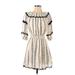 Philosophy Republic Clothing Casual Dress - A-Line Crew Neck Short sleeves: Ivory Print Dresses - Women's Size X-Small
