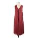 State of Being Casual Dress - Midi Plunge Sleeveless: Burgundy Print Dresses - New - Women's Size Small