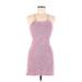 Vrg Grl Casual Dress - Bodycon Scoop Neck Sleeveless: Pink Marled Dresses - New - Women's Size Large