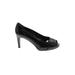 Stuart Weitzman Heels: Slip-on Stilleto Work Black Solid Shoes - Women's Size 7 - Peep Toe