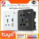 Tuya-Prise intelligente WiFi Zigbee prise murale QC3.0 prise KR prise intelligente 2 USB prise