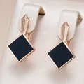 Kinel-Boucles d'oreilles pendantes en pierre noire carrée pour femmes or rose accessoires de