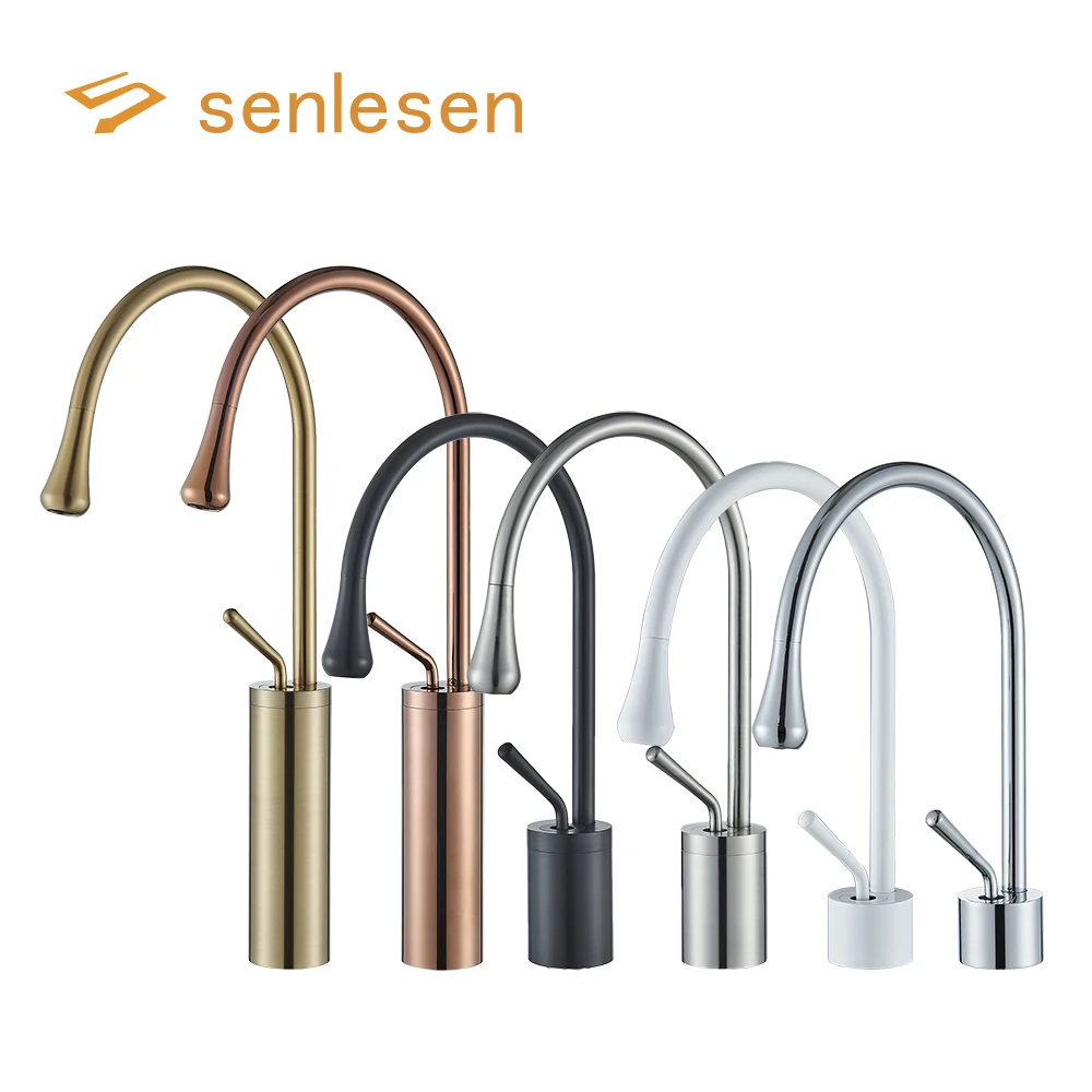 Robinet de lavabo moderne, robinets d'évier de salle de bains, Rotation à 360 degrés, robinet de salle de bains monté sur le pont, grue de robinet d'eau chaude et froide pour la cuisine ou le bain