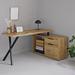Millwood Pines Bassheva 55.12" W L-Shaped Writing Desk Wood/Metal in Brown/Gray | 29.13 H x 59 W x 43.3 D in | Wayfair