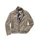 Heinz Bauer Manufakt Herren Leder Jacke Regular Fit Grau einfarbig