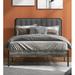 17 Stories Barrault Metal Panel Bed Upholstered/Metal & Upholstered/Metal/Polyester in Brown | 44 H x 54 W x 77 D in | Wayfair