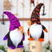The Holiday Aisle® Halloween Gnome Set w/ Bat & Spider Accents, Orange & Purple Individual Gnomes Holding Broom | 8.6 H x 2.36 W x 3.94 D in | Wayfair