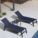 Latitude Run® 66.15" Long Outdoor Reclining Chaise Lounge Set Of 2,with Table For Outdoor, Beach, Yard, Patio Metal in Blue | Wayfair