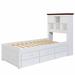 Red Barrel Studio® Solid Pine Captain Bookcase Bed w/ Trundle Bed & 3 Spacious Under Bed Drawers In Casual in Brown/White | Wayfair