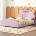 Zoomie Kids Platform Bed Built in Light Stripe Upholstered/Velvet, Wood in Pink | 38.9 H x 56.2 W x 80.5 D in | Wayfair