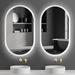Orren Ellis Donard Oval LED Bathroom Mirror w/ Lights Anti-Fog 3 Colors Dimmable Wall Mounted Set Of 2 Metal | 20 H x 32 W x 1.5 D in | Wayfair