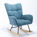 George Oliver Hurtis Rocking Chair Upholstered/Metal in Blue | 35.5 H x 30.3 W x 25.2 D in | Wayfair 5A9352FB8FE54B5DA30D0C25FAE9297A