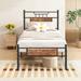 Trent Austin Design® Belteau 43.7" Bed Frame Metal in Black/Brown | 43.31 H x 39.45 W x 77.56 D in | Wayfair 506E66764EFA47D2A8FB6FD8F5139C41