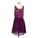 I Love H81 Cocktail Dress - A-Line Scoop Neck Sleeveless: Purple Dresses - Women's Size Small