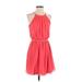Iz Byer Casual Dress - A-Line Crew Neck Sleeveless: Red Print Dresses - Women's Size Small