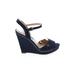 Guess Wedges: Blue Solid Shoes - Women's Size 7 1/2 - Open Toe