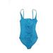 Calvin Klein One Piece Swimsuit: Blue Solid Swimwear - Women's Size 6