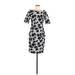 Calvin Klein Casual Dress - Sheath Boatneck 3/4 sleeves: Black Floral Dresses - Women's Size 8