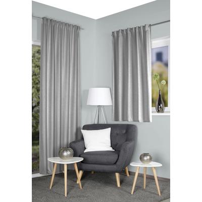 Vorhang HOME WOHNIDEEN "ESKAMIO" Gr. 5, silber (silberfarben), B:135cm H:245cm, Polyester, Gardinen, Thermo, Blickdicht, Leinenstruktur Image
