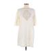 MNG Casual Dress - Shift Crew Neck 3/4 sleeves: Ivory Print Dresses - New - Women's Size Medium