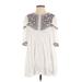 Zara TRF Casual Dress - Shift Crew Neck 3/4 sleeves: Ivory Dresses - Women's Size Small