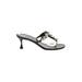 Manolo Blahnik Mule/Clog: Black Print Shoes - Women's Size 38.5 - Open Toe