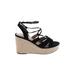 Sun + Stone Wedges: Black Print Shoes - Women's Size 8 1/2 - Open Toe