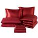 8 Pcs Silky Satin Bed Comforter Set in Cal King Size Burgundy