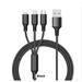 Multi Charging Cable (4FT) - iPhone Lightning Charger Cable 3 in 1 Universal Charging Cord with Type-C and Micro USB Ports for Cell Phones and More-Black